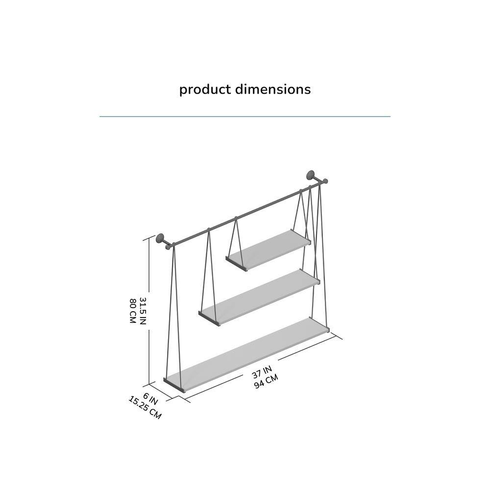 Sleek Scandinavian Black Iron & Wood 3-Tier Floating Shelf