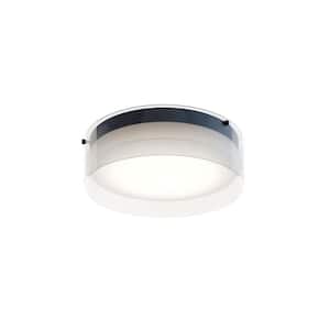 Studio 12 in. 20-Watt Black Integrated LED Flush Mount with Clear Acrylic Shade