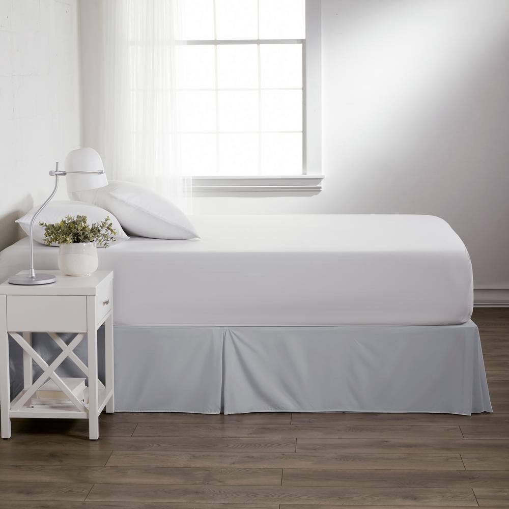 Full Light Gray Microfiber Pleated Bed Skirt
