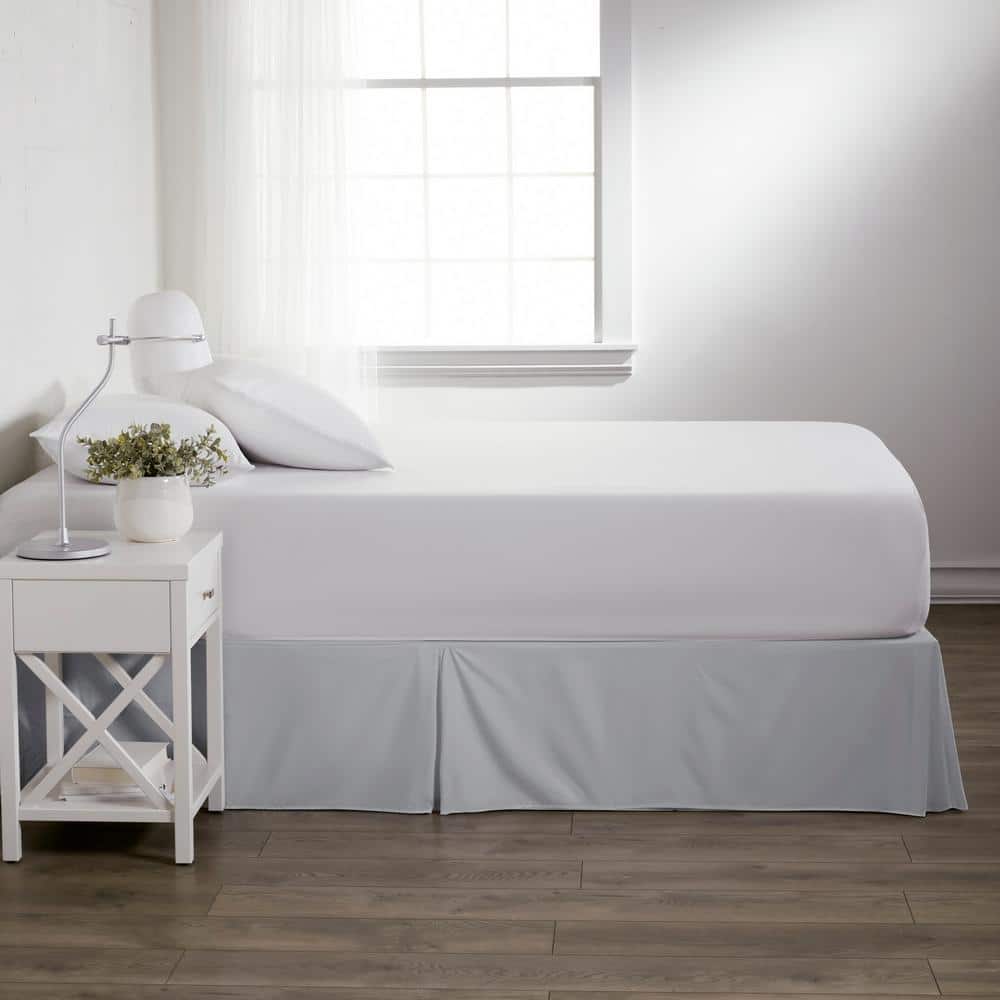 Light Gray Twin Microfiber Pleated Bed Skirt