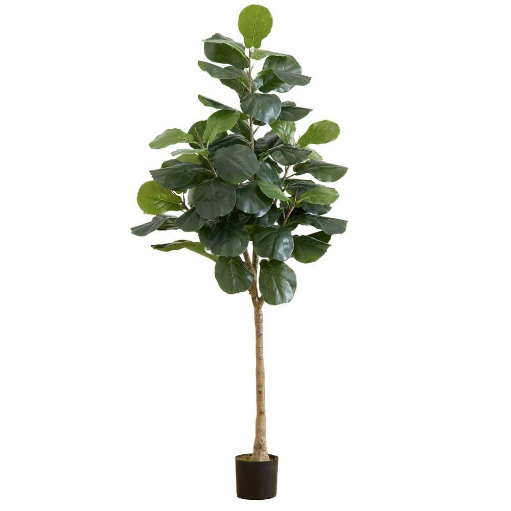 Nearly Natural 72 In. Green Artificial Fiddle Leaf Tree In Nursery Pot 