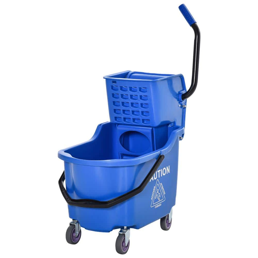 MATTHEW CLEANING Commercial Mop Bucket INCL.2 Pack Mop Head with Side Press  Wringer On Wheels,Heavy Duty Tandem Portable Floor Cleaning