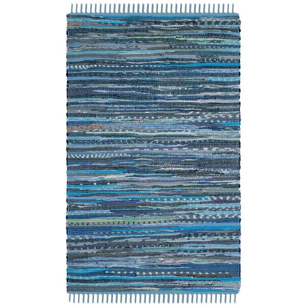 SAFAVIEH Rag Rug Blue/Multi 2 ft. x 3 ft. Striped Speckled Area Rug RAR127B2 The Home Depot