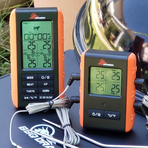BBQ Dragon 2-Piece Wireless Meat Thermometer with Long Distance