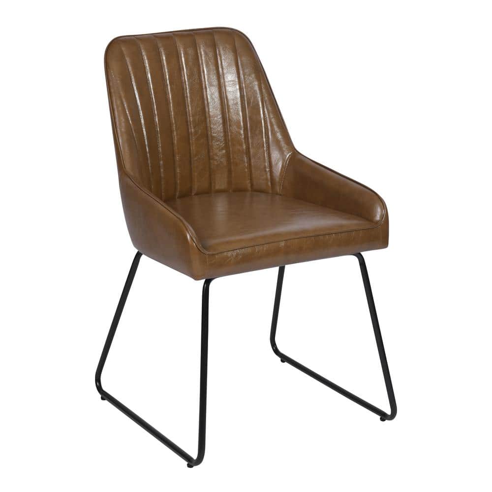agentschap ik heb het gevonden kans Homy Casa Duke Brown Faux Leather Upholstered Side Dining Chairs(Set of 2)  DUKE BROWN 2PCS - The Home Depot
