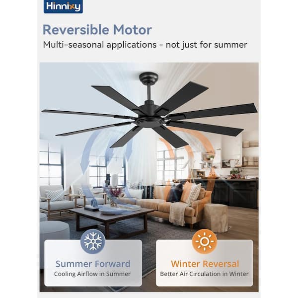 HINNIXY 62 in. Modern Indoor Black 6-Speed Downrod Mount Ceiling HINNIXY 62 in. Modern Indoor Black 6-Speed Downrod Mount Ceiling