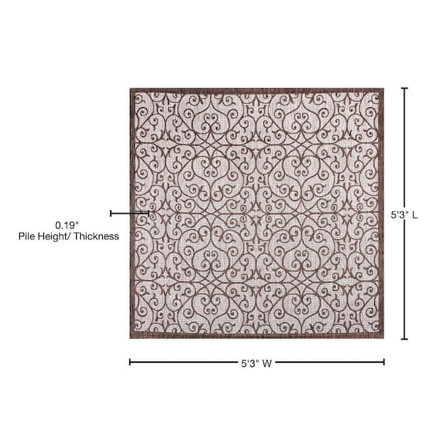 JONATHAN Y Madrid Vintage Filigree Textured Weave Beige/Brown 2 ft. x 10  ft. Indoor/Outdoor Runner Rug SMB107B-210 - The Home Depot