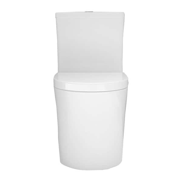 23 in. 1-Piece 0.8/1.6 GPF Dual Flush Small Compact Toilet in White with Soft Close Seat Included Elongated