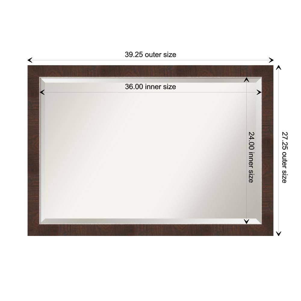Rectangular Silver and Wood Framed Wall Mirror 46" x 34"