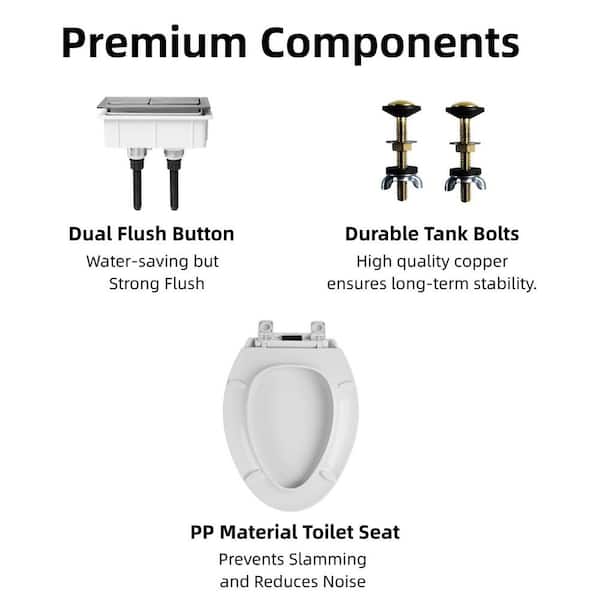 21 in. Two-Piece Extra Tall Toilet, Skirted Design, 1.1/1.28 GPF Dual Flush, Soft-Close Seat, Elongated Bowl for Seniors