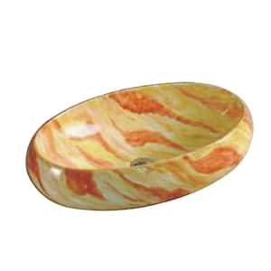 Oval Ceramic 23.2 in W Vessel Sink in Pastels
