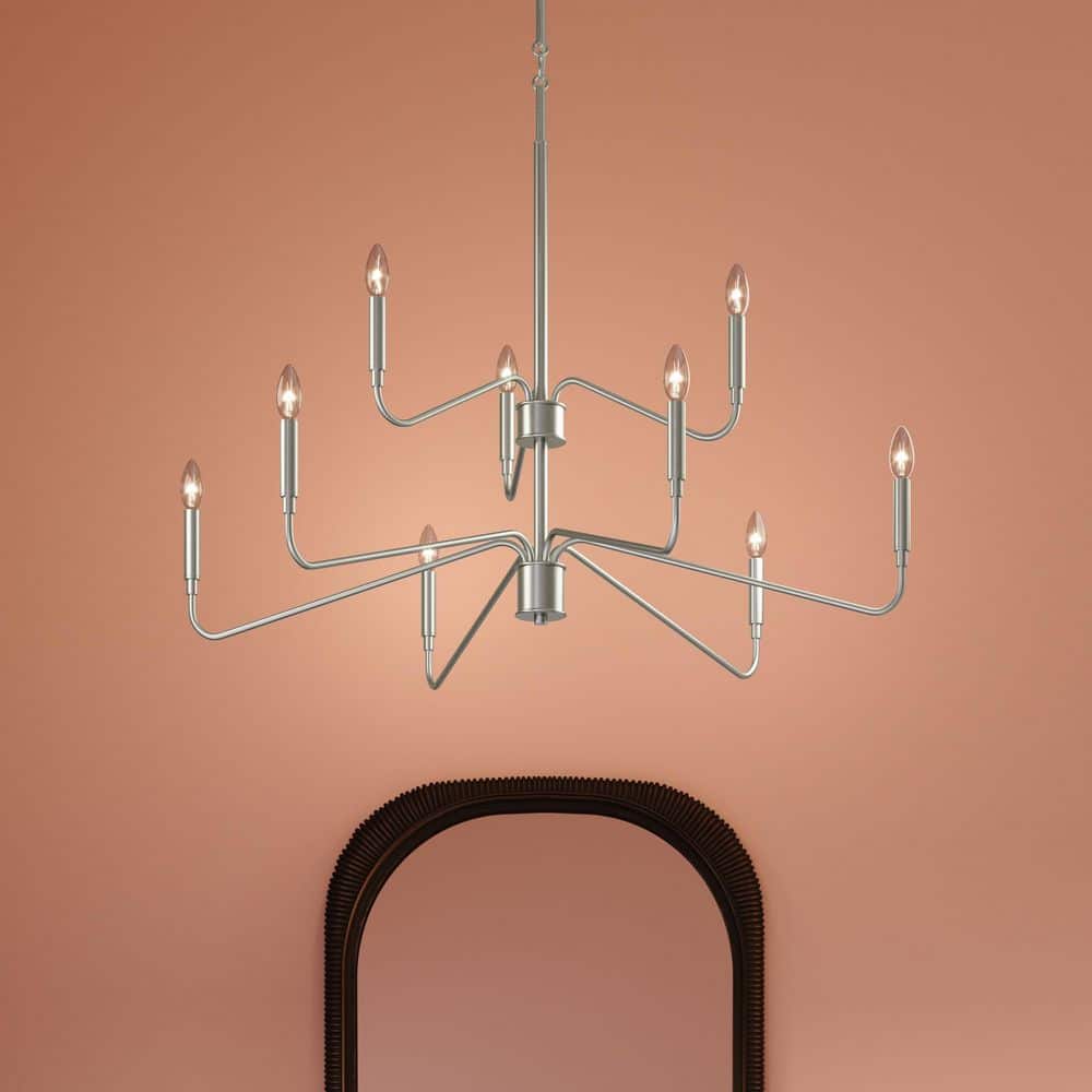 Pilar 60-Watt 9-Light Brushed Nickel 2-Tier Transitional Chandelier price history on PriceWatchPro