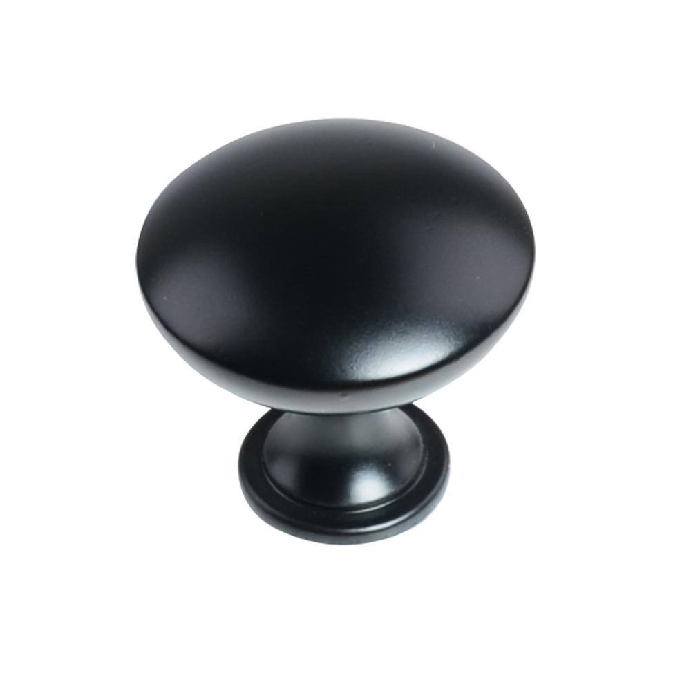 Flat Black Modern Round Cabinet Knob 25-Pack