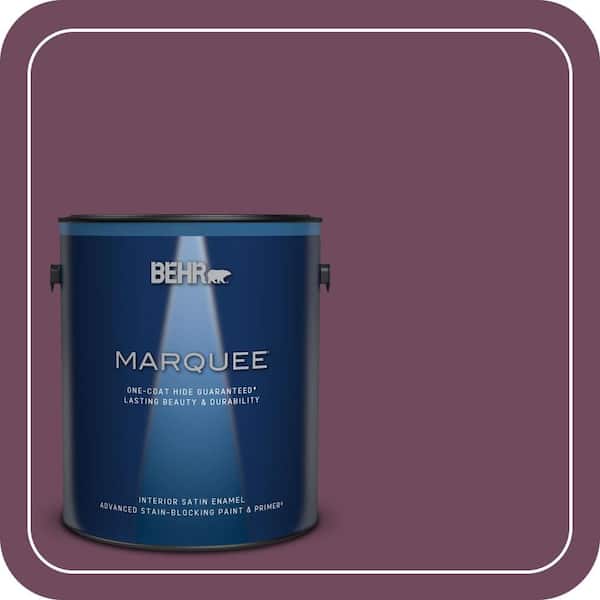 BEHR MARQUEE 1 gal. #MQ1-39 Prussian Plum One-Coat Hide Satin Enamel Interior Paint & Primer
