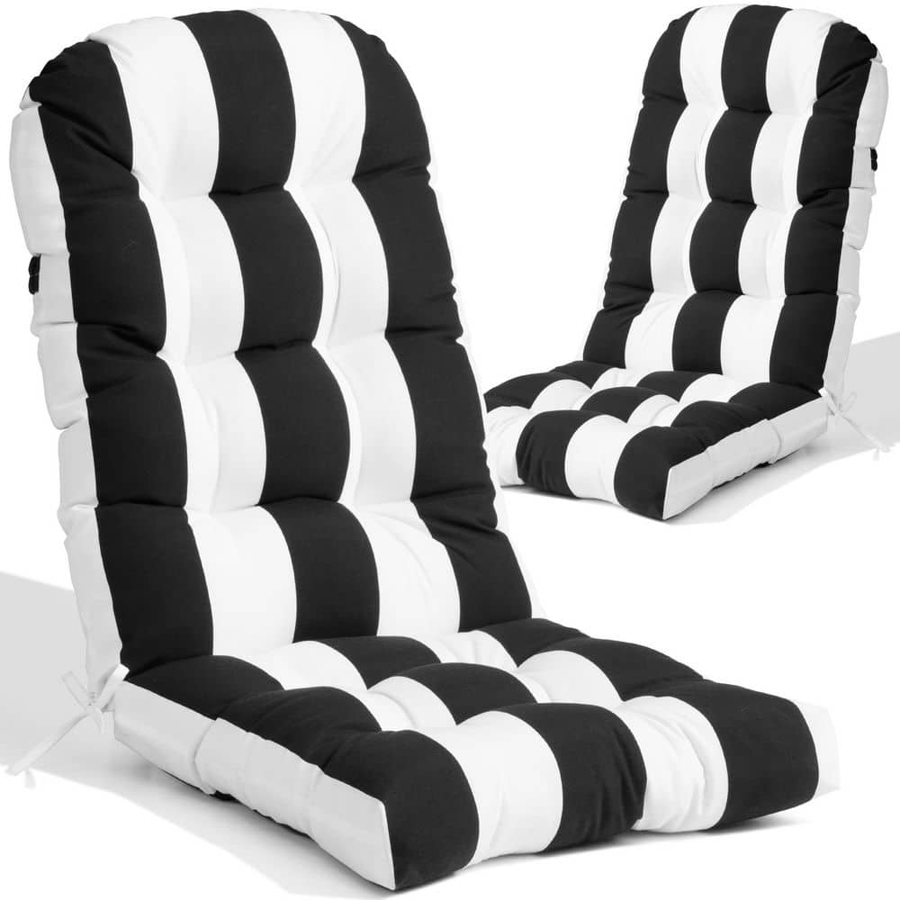 50 in. x 20 in. 2-Piece Polyester Outdoor Adirondack Chair Cushion in Black