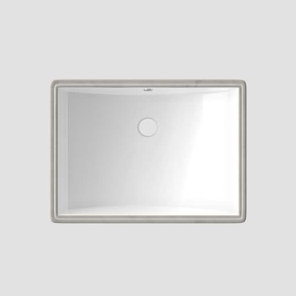 HOROW 20.28 in . Rectangular Glazed Ceramic Undermount Bathroom Vanity Sink in Black with Overflow Drain