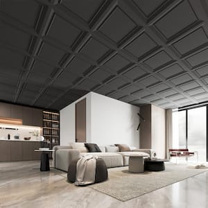 Modern Black 2 ft. x 2 ft. PVC Water Resistant Drop In Ceiling Tiles (48 sq.ft./Box)