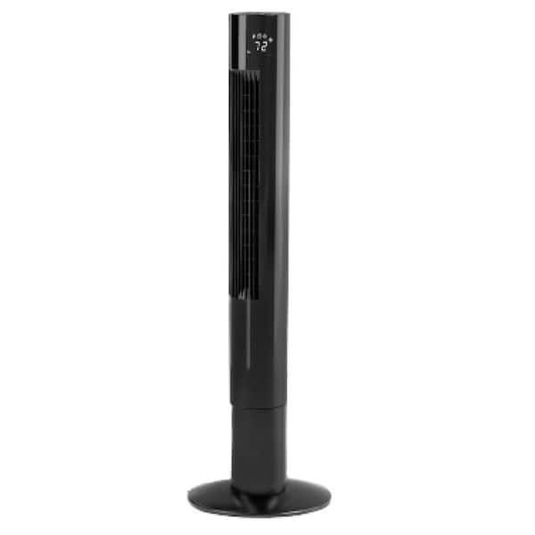 Adrinfly 35 in. 3-Fan Speeds Tower Fan in Black Finish with Remote Control LED Display Oscillation Portable Floor Bladeless Fan