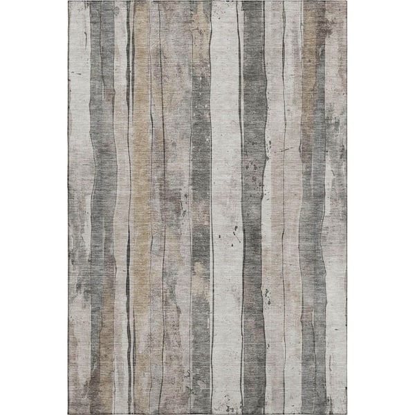 Mayfield Premium Machine Washable Abstract AMF1874 Putty 9 ft. x 12 ft. Area Rug