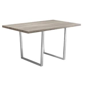 Taupe Wood 59 in. Pedestal Dining Table Seats 4)