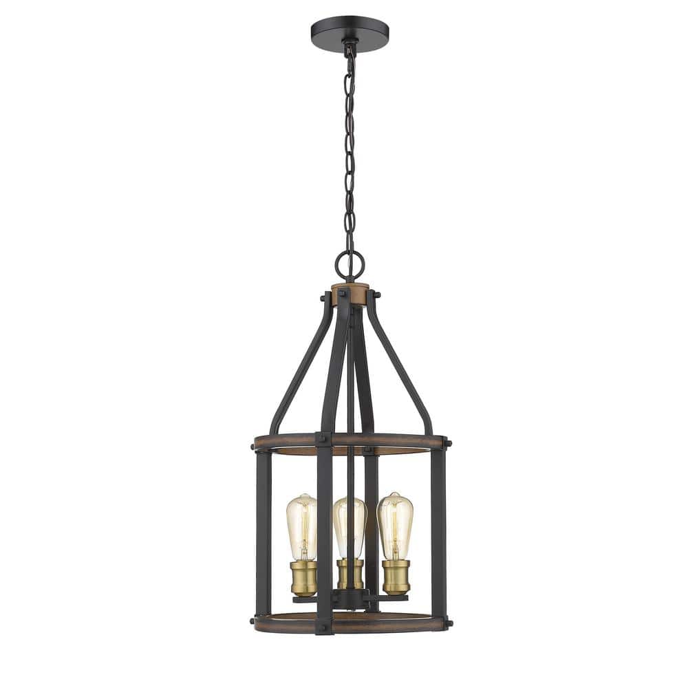 3-Light Rustic Mahogany Candlestick Pendant