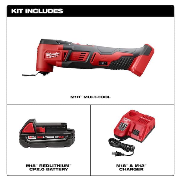 M18 18V Lithium-Ion Cordless Oscillating Multi-Tool Kit with one 2.0 Ah Battery & Charger