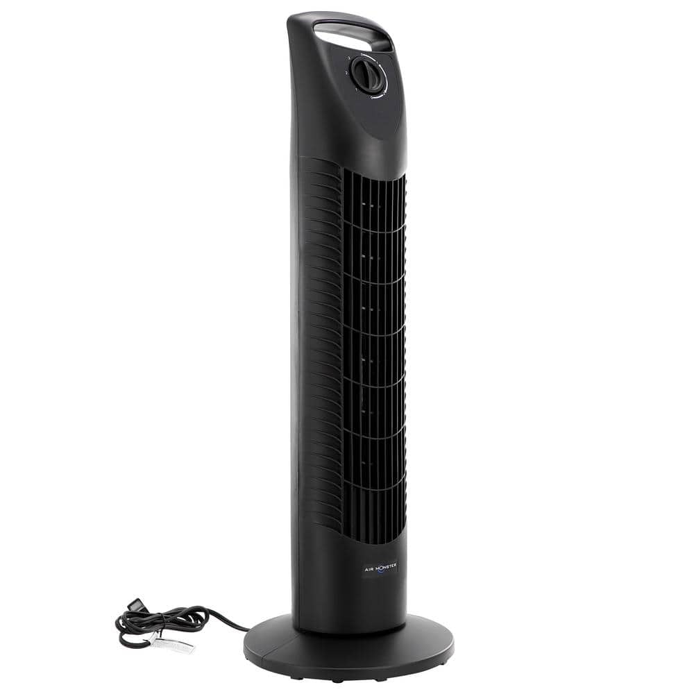 AIR MONSTER 30 in. 3-Speed Oscillating Tower Fan in Black 985121658M ...