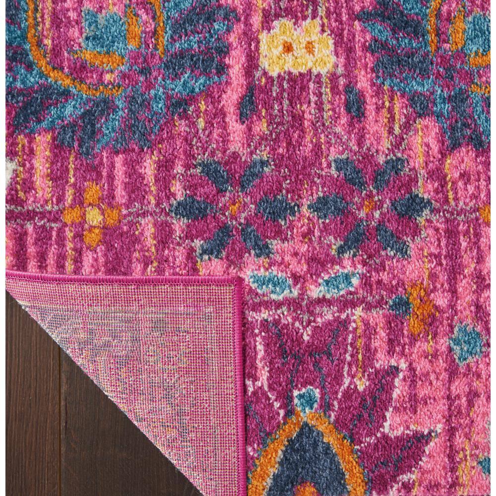 Fuchsia Floral Synthetic Runner Rug with Latex Backing