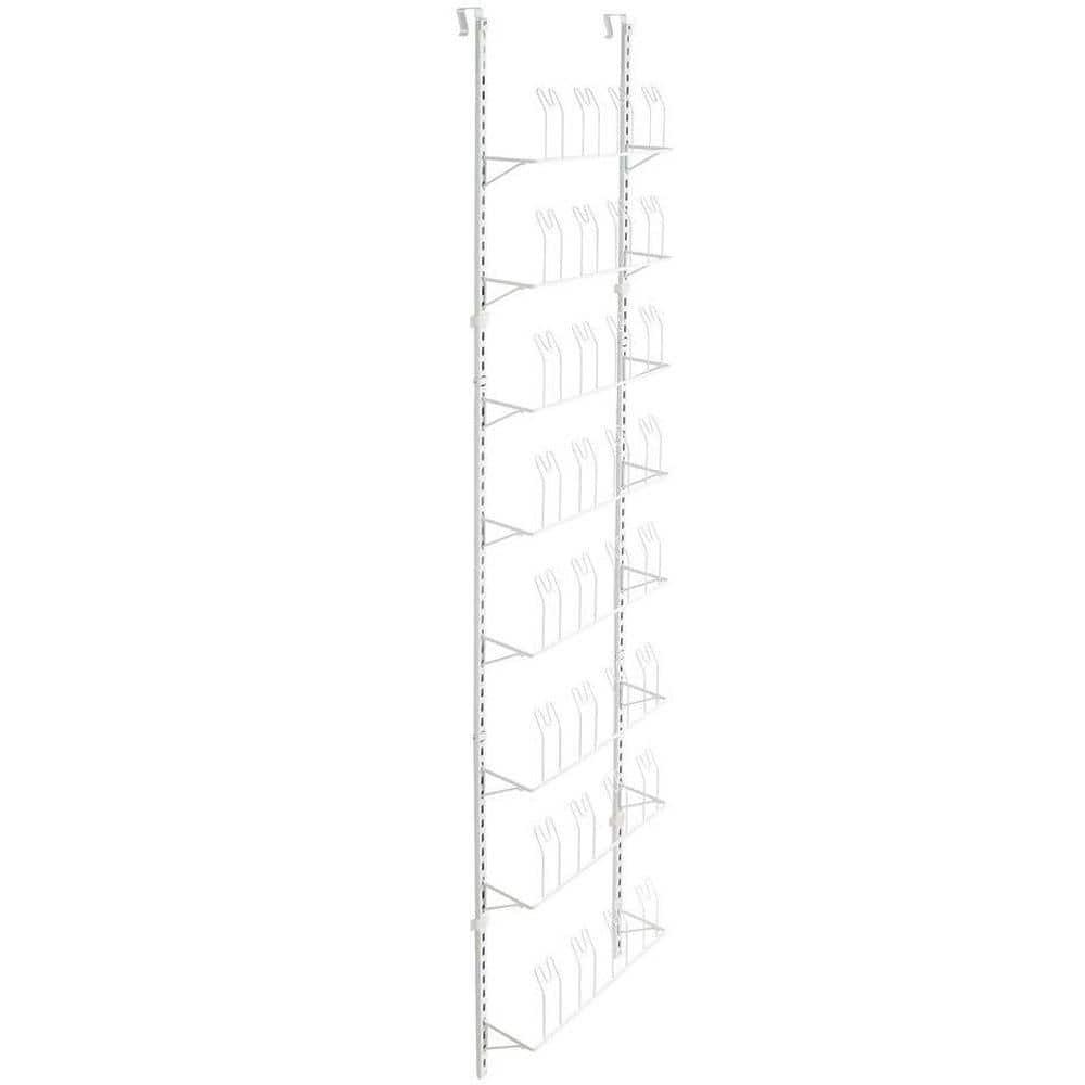 Simplify 36 Pair Adjustable Over The Door Shoe Rack - White