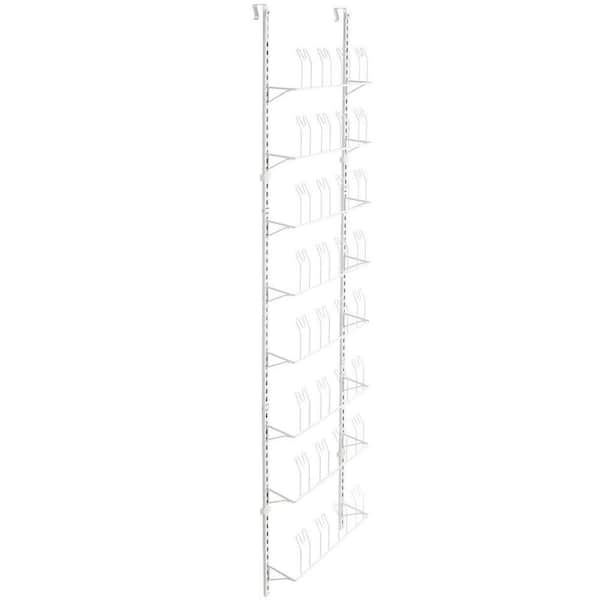 Simplify White 36 Pair Adjustable Over the Door Shoe Rack