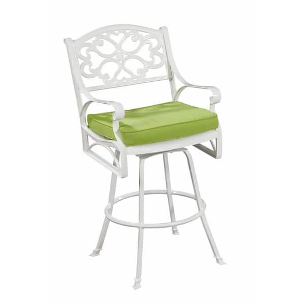 Home Styles Biscayne White Patio Bistro Stool with Cushion