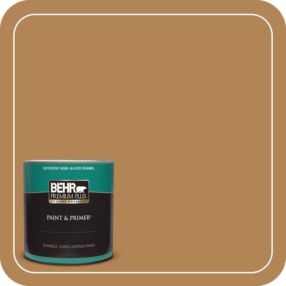 BEHR PREMIUM PLUS 1 qt. #S290-6 Golden Rice Semi-Gloss Enamel Exterior ...