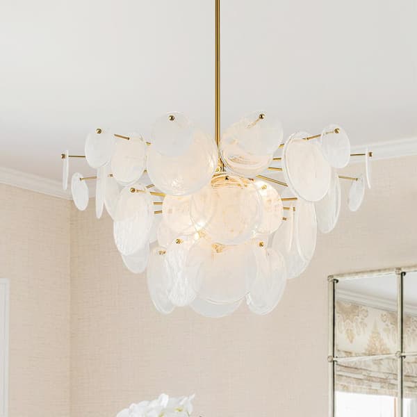 Y'INSP 9-Light Brass Modern White Str...