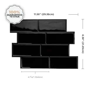 Metro Nero Black 11.56 in. x 8.38 in. Vinyl Peel and Stick Tile (2.21 sq. ft./ 4-pack)