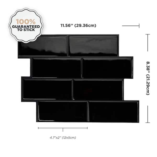 Metro Nero Black 11.56 in. x 8.38 in. Vinyl Peel and Stick Tile (2.21 sq. ft./ 4-pack)