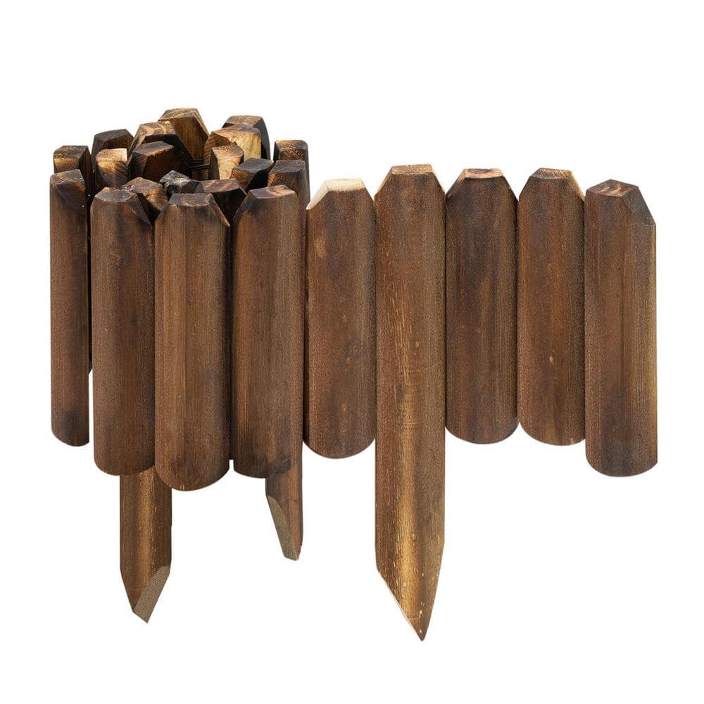47 in. x 9.8 in. x 0.8 in. Brown Wood Garden Edging, Fence Border Decorativ