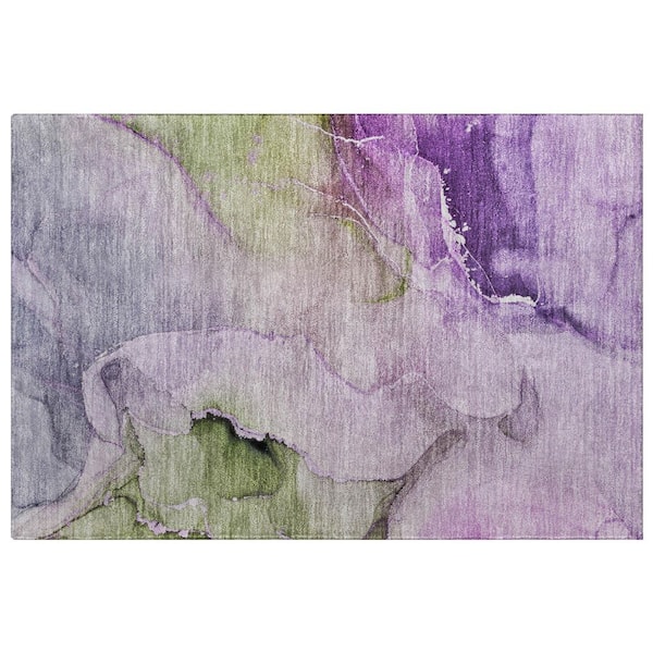 Dream Shag Premium Machine Washable Abstract ADS521 Purple 2 ft. x 3 ft. Accent Rug