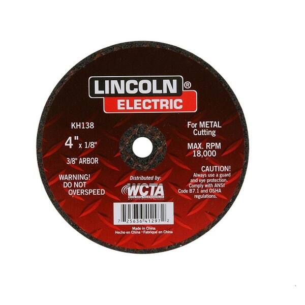 Lincoln Electric 4 in. x 1/8 in. Red 3/8 in. Arbor Cut-Off Wheel