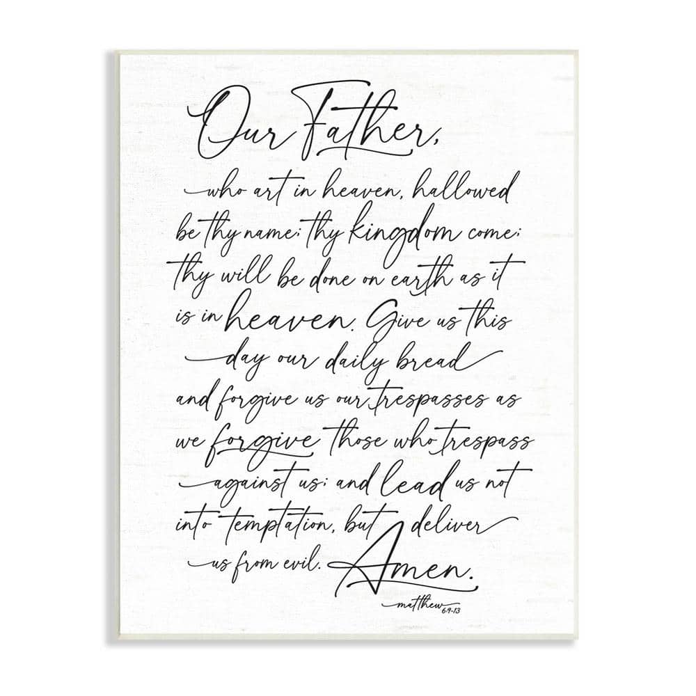 Our Father Reading Spiritual Scripture Design by Lettered and Lined Unframed Religious Art Print 19 in. x 13 in. price history on PriceWatchPro