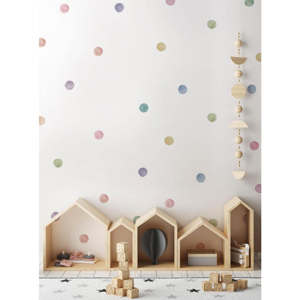 Dusky Pastel Watercolor Dots Peel & Stick Wall Decals