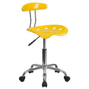 Vibrant Orange-Yellow and Chrome Task Chair with Tractor Seat