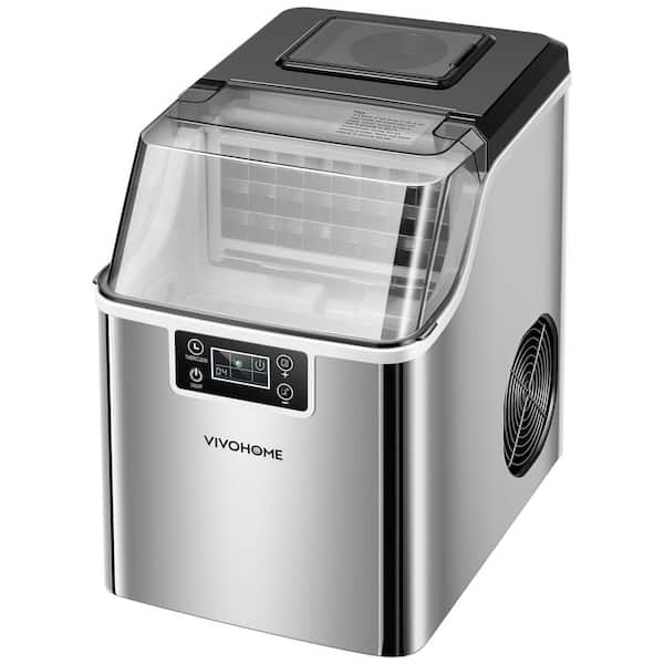 VIVOHOME 9. 9in. 45 lb. Portable Stainless Steel Dice Ice Maker with Auto Self cleaning in Silver VH1576 SL The Home Depot