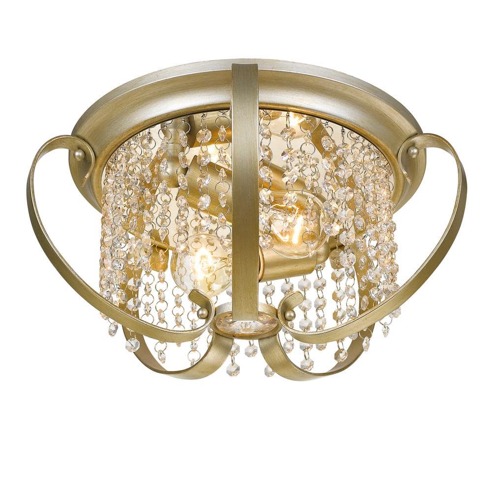 Ella White Gold Crystal 2-Light Flush Mount