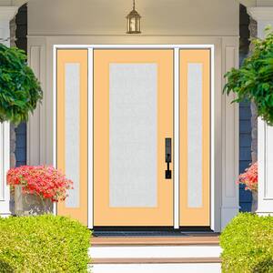 Legacy 64 in. x 80 in. Full Lite Rain Glass RHOS Primed Jackfruit Finish Fiberglass Prehung Front Door w/Dbl 12 in. SL