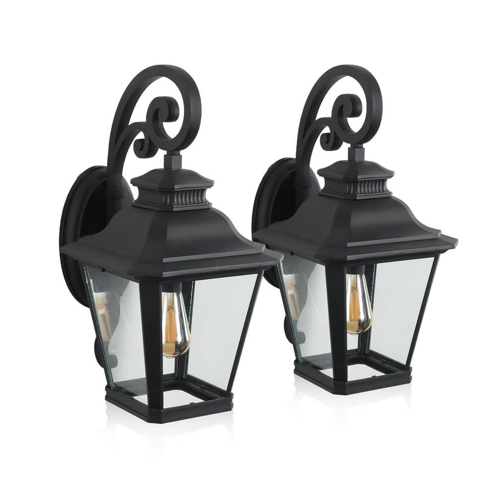 1-Light 21 in. H 2-Pack Black Wall Sconce with Clear Glass Shade (Bulb Not Included) price history on PriceWatchPro