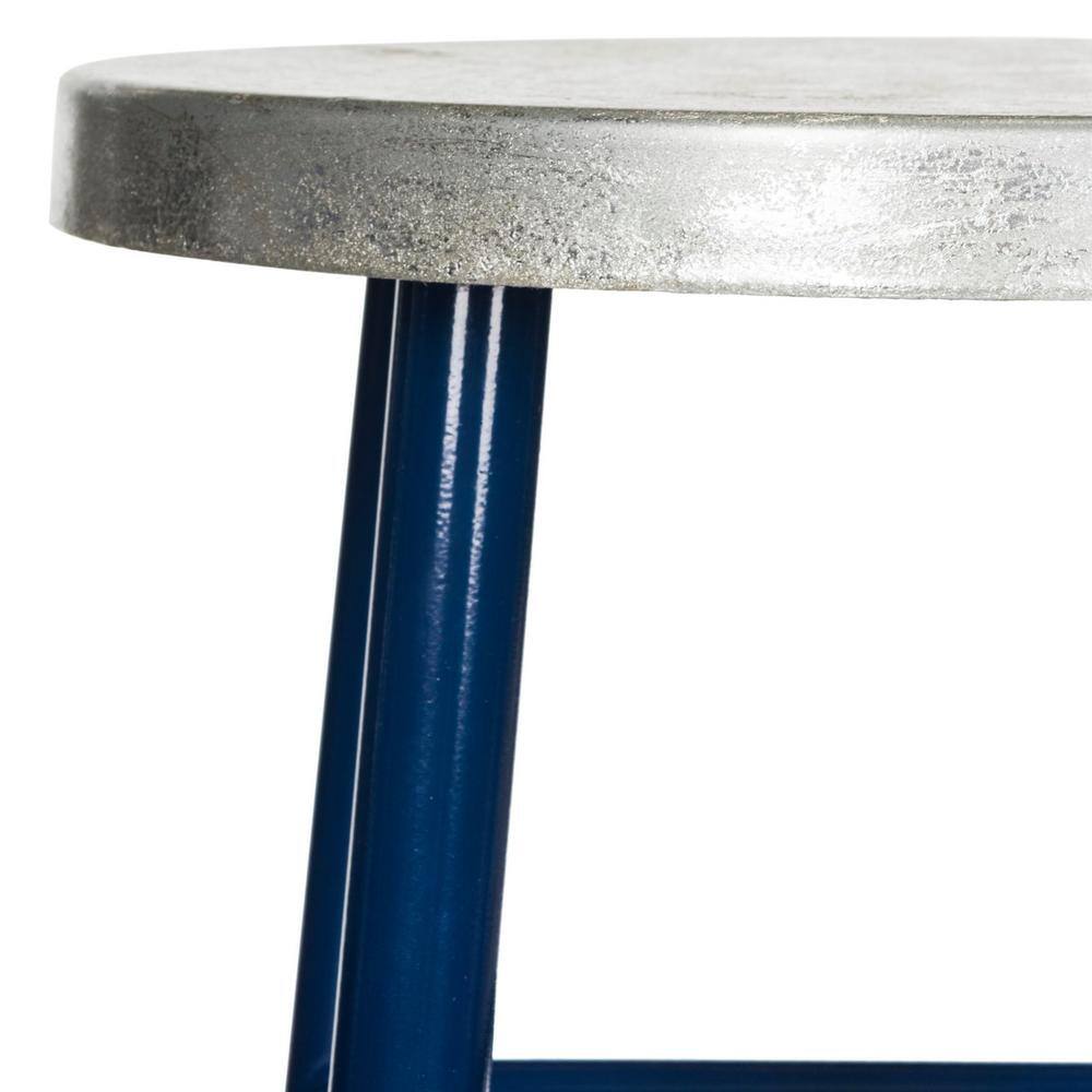 Navy Blue & Silver Foil 30" Transitional Metal Barstool