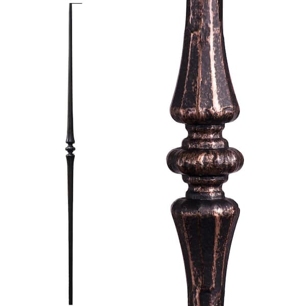 HOUSE OF FORGINGS Tuscan Round Hammered 44 in. x 0.5625 in. Oil Rubbed Bronze Single Tapered Knuckle Solid Wrought Iron Baluster