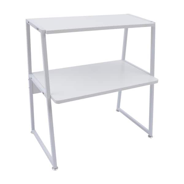 YIYIBYUS Steel Frame Wood Under Desk Printer Stand with Storage White