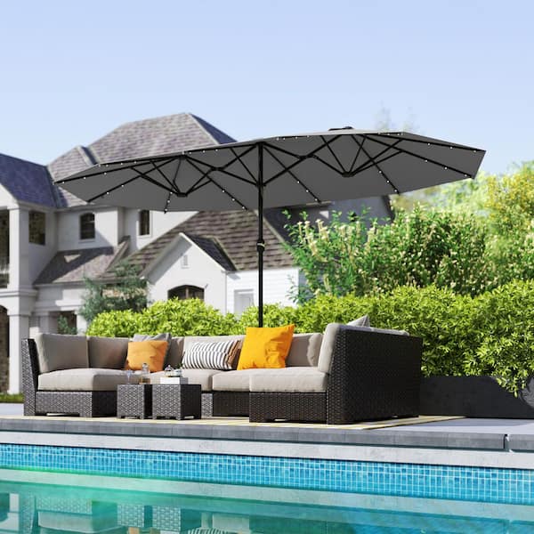 14 foot rectangular patio umbrella Double-Sided and it moves IALTRUISTIC 14 ft. Double Sided