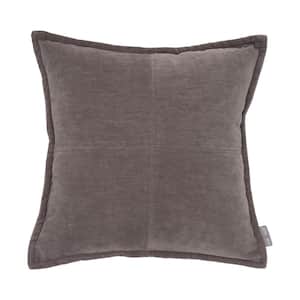 Lambent Cross Stitch Square Pillow 18 in. x 18 in. Ghost Gray